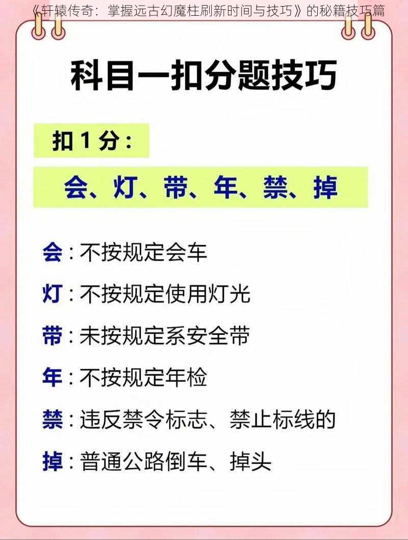 《轩辕传奇：掌握远古幻魔柱刷新时间与技巧》的秘籍技巧篇